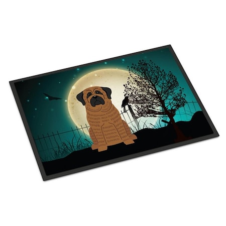 Carolines Treasures Halloween Scary Mastiff Brindle Indoor or Outdoor Mat, 24 x 0.25 x 36 in. BB2205JMAT